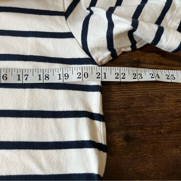Faherty Cayman Striped Drop Shoulder T Shirt Dress Size Large Cotton Cream/Navy - Picture 7 of 16